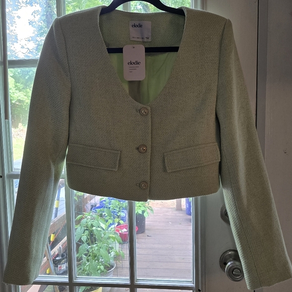 ELODIE Light Green Cropped Blazer Jacket | NWT | Size S - Picture 5 of 7